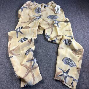NWT Vintage Carlo Moda Swim Cover Sheer Pants Womens 4 Yellow Fish Starfish‎